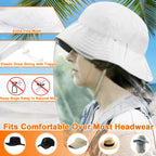 Mosquito Head Net, Face Neck Fly Netting Hood from Bugs Gnats Noseeums Screen for Any Outdoor Lover - with Carry Bags Fits Most Sizes of Hats Caps (2pcs, White, Updated Big Mesh)