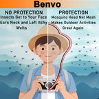 Mosquito Head Net, Face Neck Fly Netting Hood from Bugs Gnats Noseeums Screen for Any Outdoor Lover - with Carry Bags Fits Most Sizes of Hats Caps (2pcs, White, Updated Big Mesh)