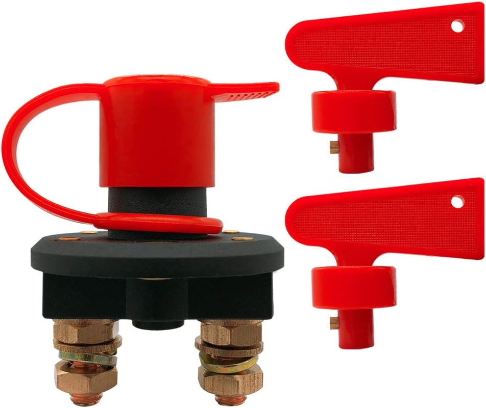 Battery Disconnect Switch 12V, Battery Cut Off Shut Off Kill Switch for Marine Car Boat RV ATV Vehicles (2 Keys)