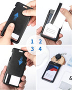 3 Pack Sliding ID Badge Holder Hard Black Vertical Plastic Card Case and 2 Pack Metal Retractable Keychain Heavy Duty Metal Retractable Badge Reel