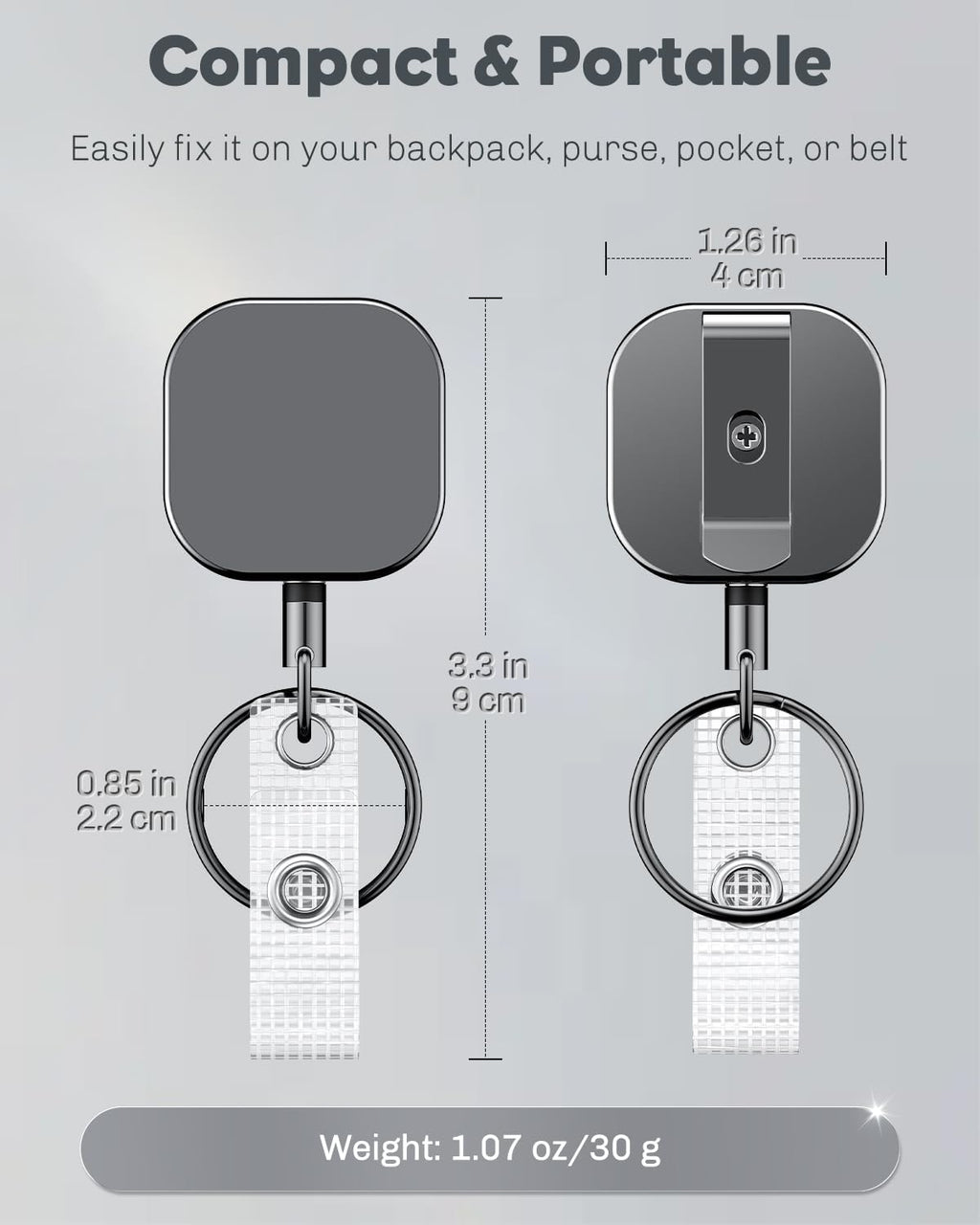 3 Pack Sliding ID Badge Holder Hard Black Vertical Plastic Card Case and 2 Pack Metal Retractable Keychain Heavy Duty Metal Retractable Badge Reel