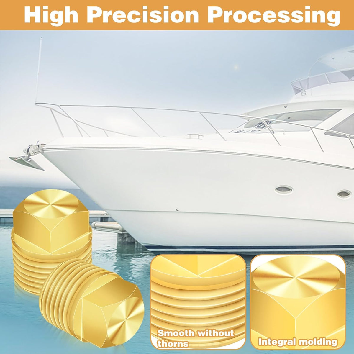 2 Pcs Boat Drain Plug, Solid Brass Boat Plug 1/2 Inch NPT Boat Plugs Hull Spare Garboard Drain Plug Compatible with Glastron Bayliner Sea Ray Four Winns Starcraft Boat Parts, Suitable for Most Hulls