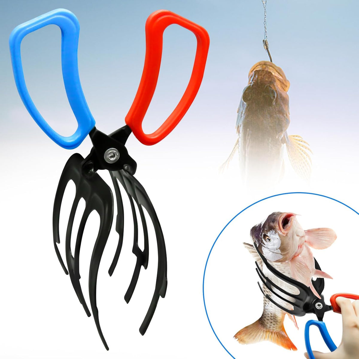 Fish Gripper, Fish Grabber Tool Metal Fish Grippers for Fishing, 3 Claw Fish Grips Anti-Slip Fishing Pliers Gripper Control Clamp Claw Fish Pliers Catch Fish Fishing Accessories, Ideal for Anglers¡­