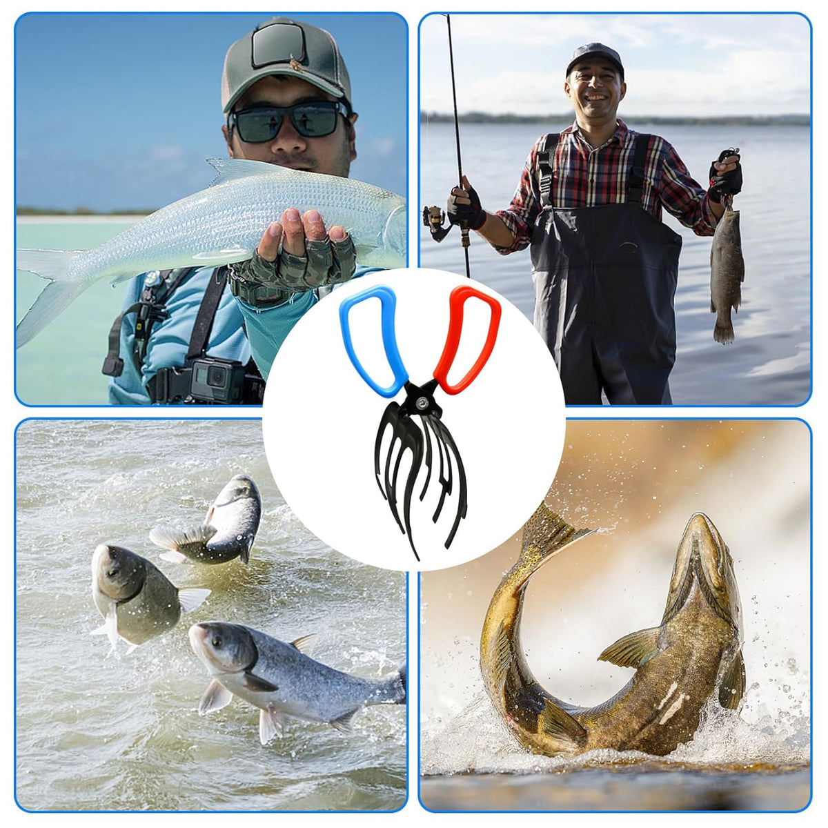 Fish Gripper, Fish Grabber Tool Metal Fish Grippers for Fishing, 3 Claw Fish Grips Anti-Slip Fishing Pliers Gripper Control Clamp Claw Fish Pliers Catch Fish Fishing Accessories, Ideal for Anglers¡­