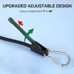 4 Pack 40 Inch Adjustable Carabiner Bungee Cords with Hooks Easy to Adjust from 35" to 60" Black Extra Strong Elastic Rope Outdoor Heavy Duty Bungee Straps for Camping Tarps Bike Rack Tent