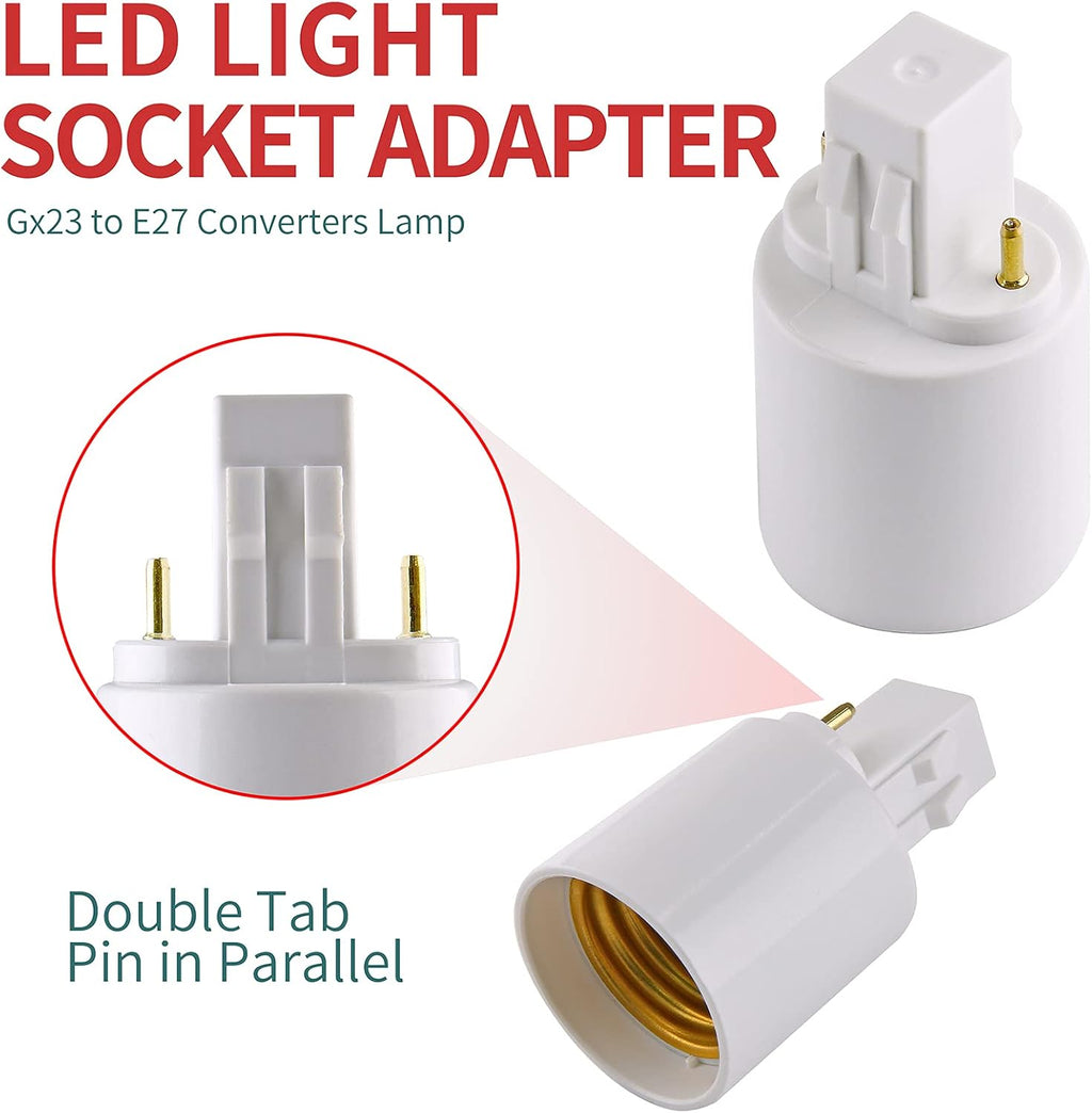 4pcs Gx23 to E26/E27 Socket Adapter, Gx23 to E27 Lamp Base Holder, 2 Pin Bulb Base Converter LED Accessories