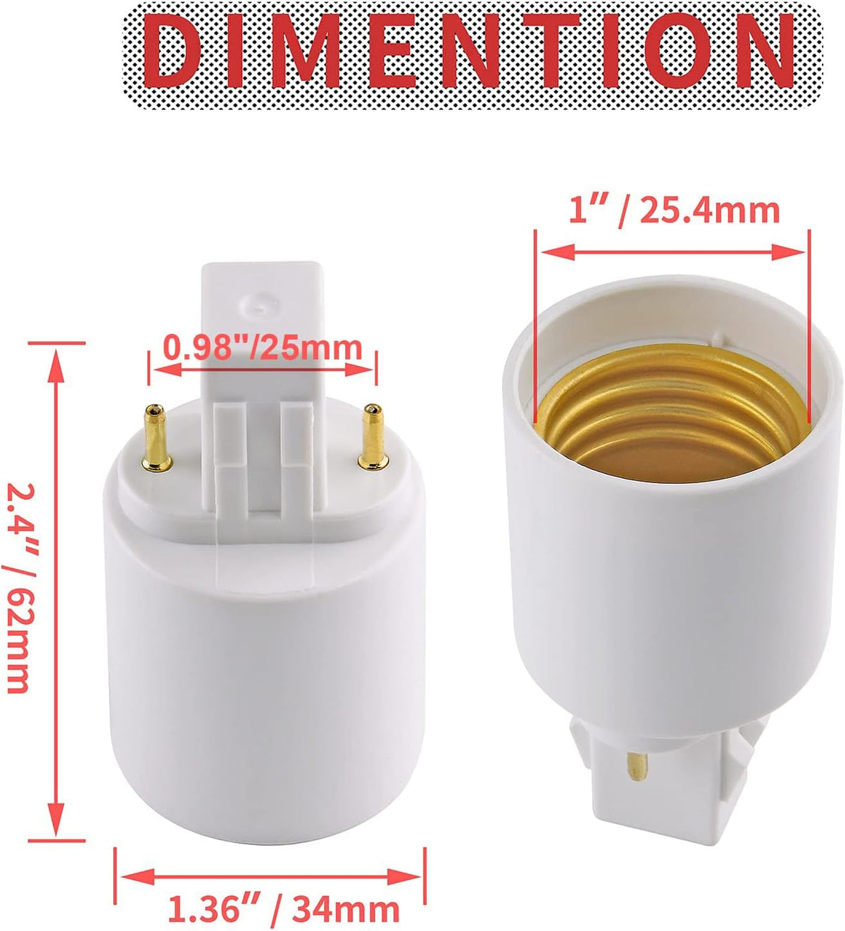 4pcs Gx23 to E26/E27 Socket Adapter, Gx23 to E27 Lamp Base Holder, 2 Pin Bulb Base Converter LED Accessories