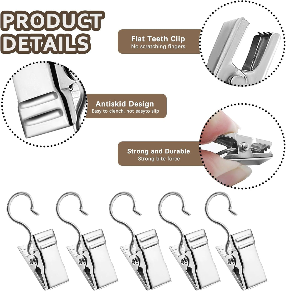 Small Hanging Clip for Curtains - 100 Pack Camper Awning Lights Clips with Light Hanger Hooks, Best for Camp Tent Photo Display Indoor Outdoor Decoration（Silver）