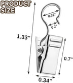 Small Hanging Clip for Curtains - 100 Pack Camper Awning Lights Clips with Light Hanger Hooks, Best for Camp Tent Photo Display Indoor Outdoor Decoration（Silver）