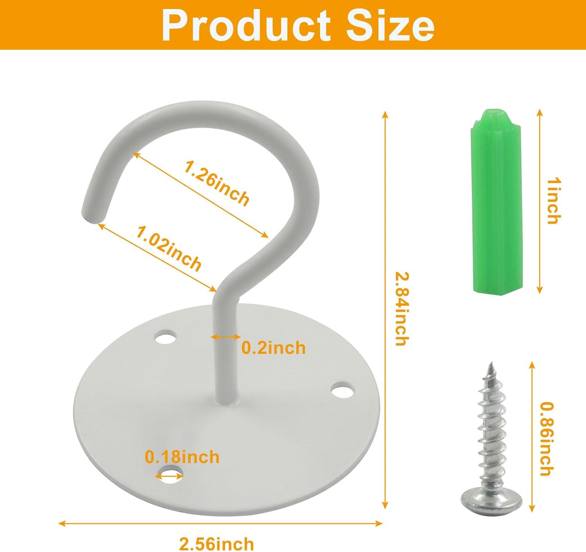 3 Pack Heavy Duty Ceiling Hooks, Metal Wall Mounted Hangers for Indoor Outdoor Bird Feeders Planters, Hanging Plants(White)