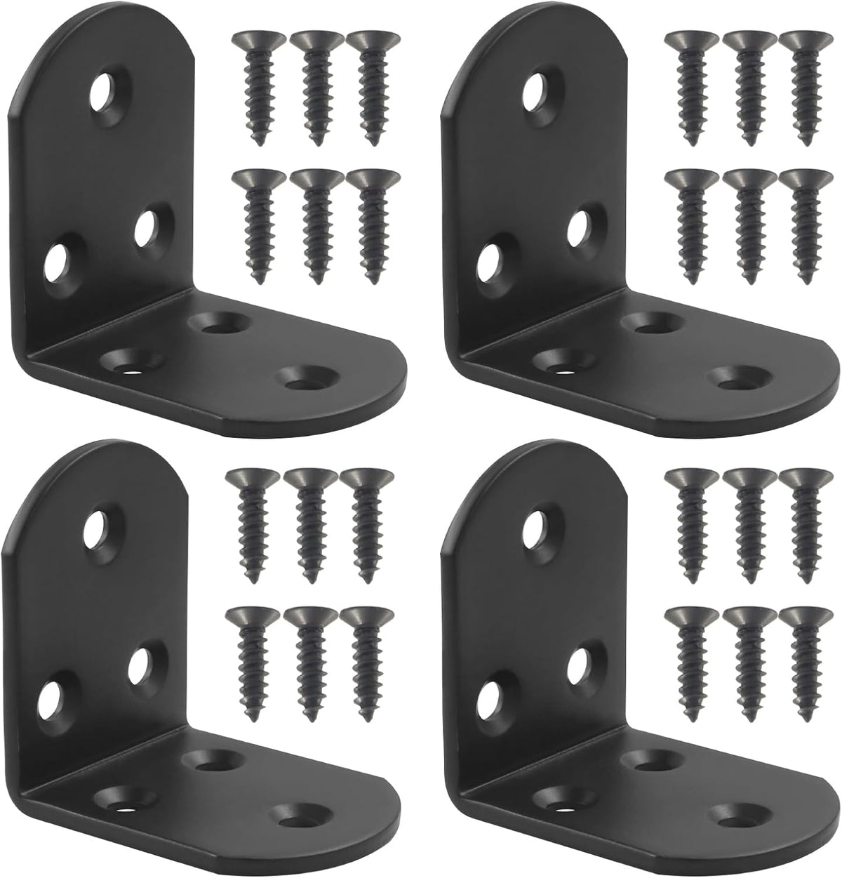 4 Pack Heavy Duty Floating Shelf Bracket, 1.97x1.97x1.5in, Stainless Steel Corner Brace 90 Degree, Durable Angle L Brackets for Furniture/Beds, Sofas, Tables, and Chairs, 50mm x 50mm, Black