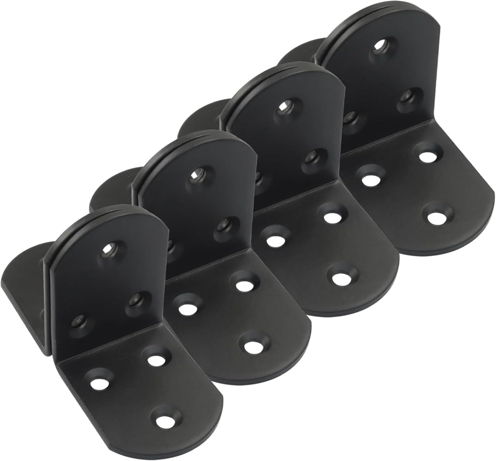 4 Pack Heavy Duty Floating Shelf Bracket, 1.97x1.97x1.5in, Stainless Steel Corner Brace 90 Degree, Durable Angle L Brackets for Furniture/Beds, Sofas, Tables, and Chairs, 50mm x 50mm, Black