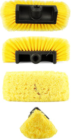 10in Car Wash Brush Head with Soft Bristle, for Cleaning Decks, Trucks, Car, RV, Boats, Home Siding, Camper, Yellow