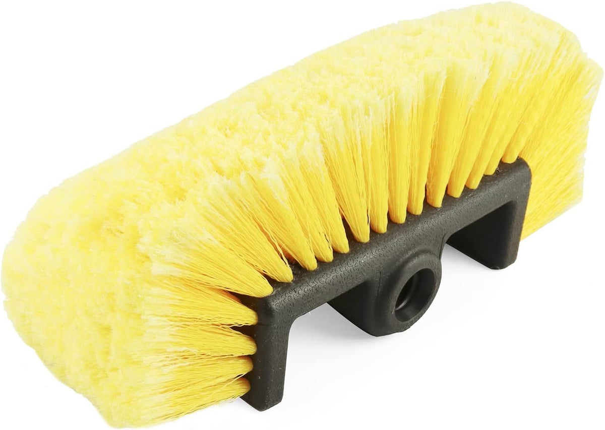 10in Car Wash Brush Head with Soft Bristle, for Cleaning Decks, Trucks, Car, RV, Boats, Home Siding, Camper, Yellow