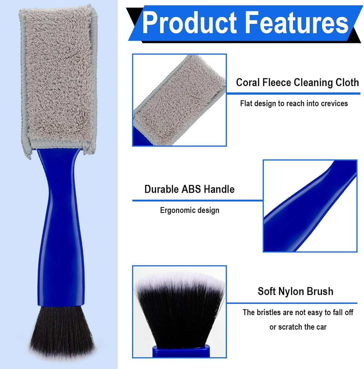 2-in-1 Interior Cleaner Brush for Car Ventilation & Dashboard - Microfiber Dust Cleaning Tool