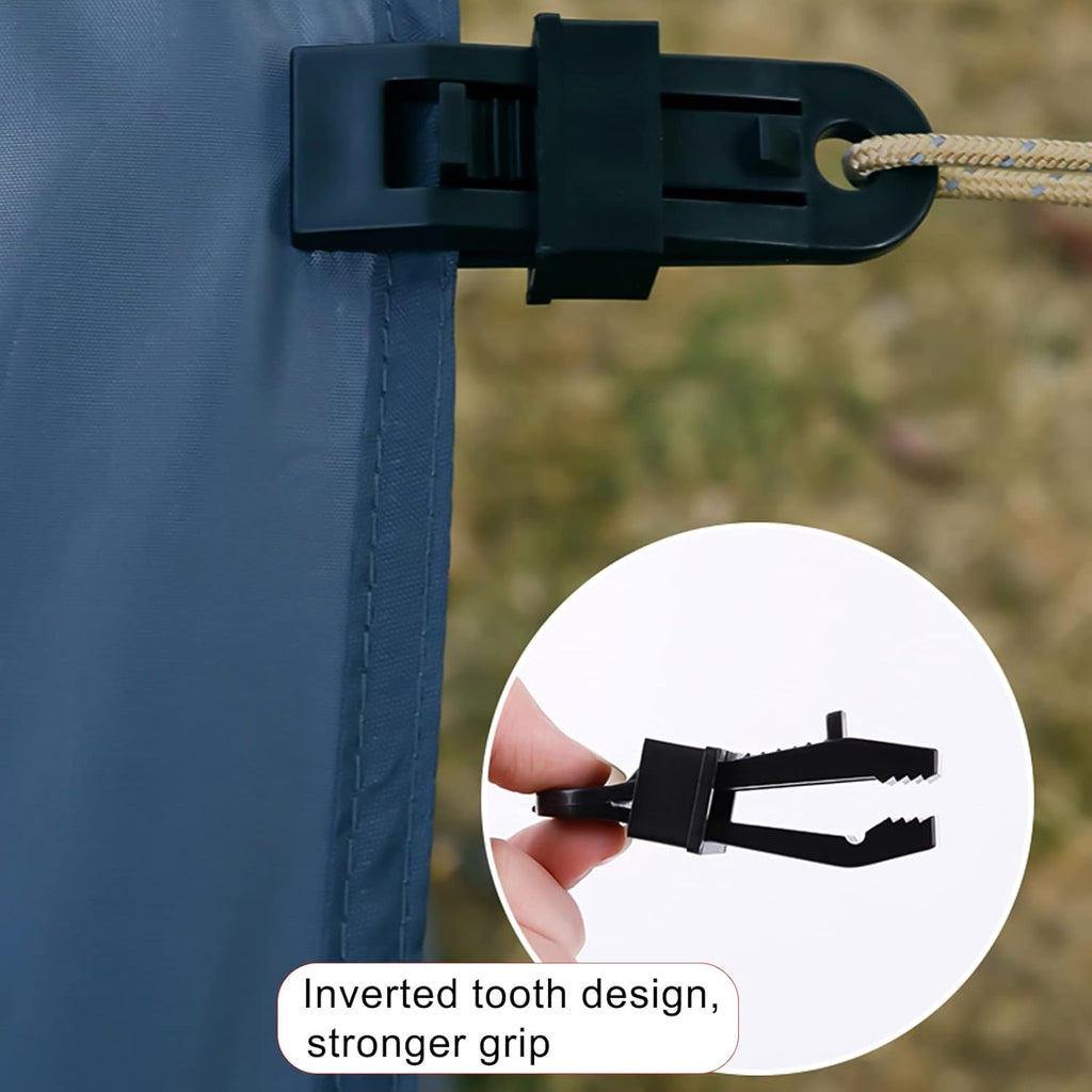8 Pack Black Tarp Clips with Eyelets Heavy Duty Tent Canvas Clamps for Camping Caravan Awning Boat Outdoor Use