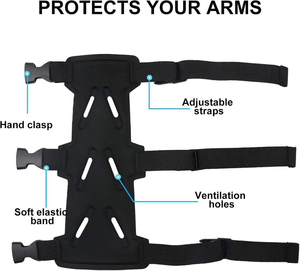 Archery Arm Guards - 1 Piece - Black - Adjustable - Wrist & Forearm Protection - Unisex - Suitable for Teens & Adults