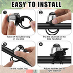 2 Pack Bicycle Bell - Compact & Loud - Mini Bike Bell for Road Bike Mountain Bike E-Bike - Silver
