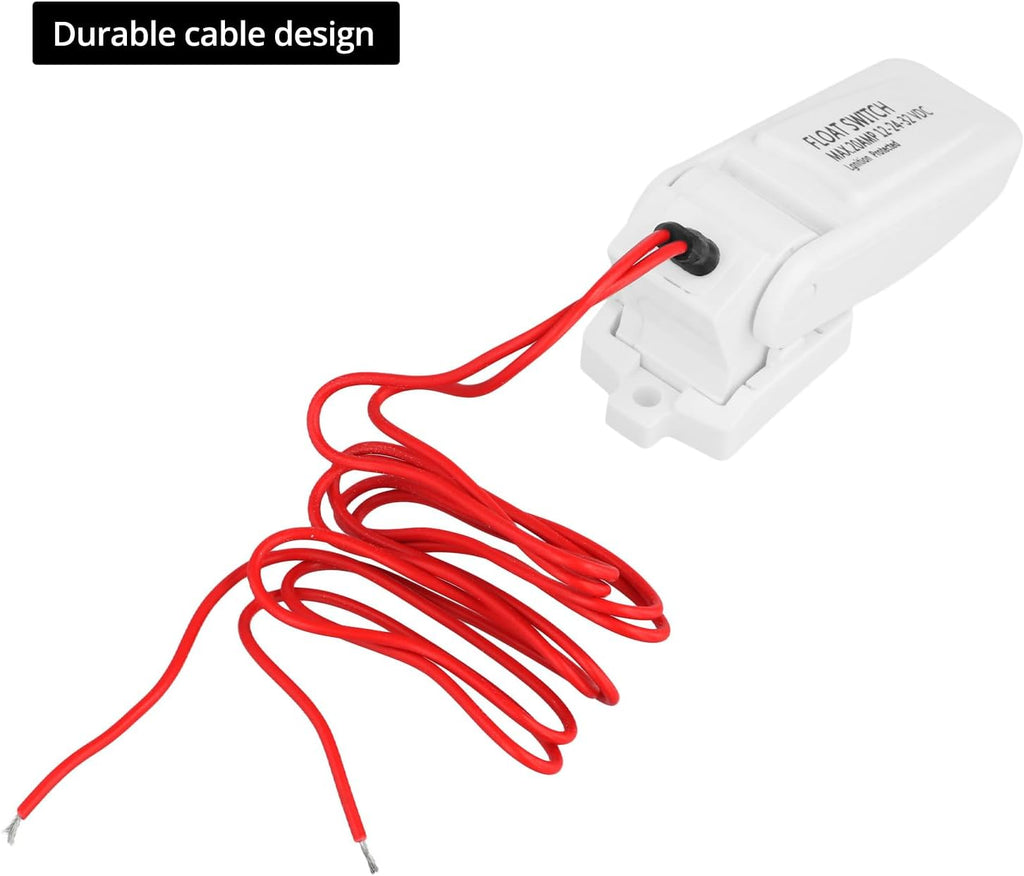 2 Pack Heavy-Duty Automatic Boat Bilge Pump Float Switch | Moisture Tight, Ignition Protected - 12/24/32VDC, 20A, Ultrasonic Welding Seals, for Boats Electric Water Pumps