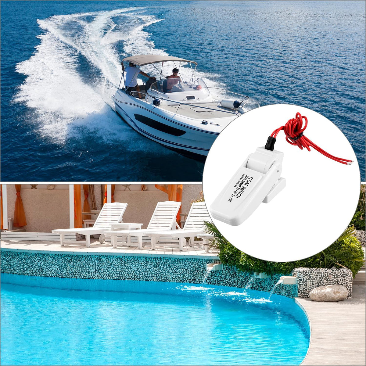 2 Pack Heavy-Duty Automatic Boat Bilge Pump Float Switch | Moisture Tight, Ignition Protected - 12/24/32VDC, 20A, Ultrasonic Welding Seals, for Boats Electric Water Pumps