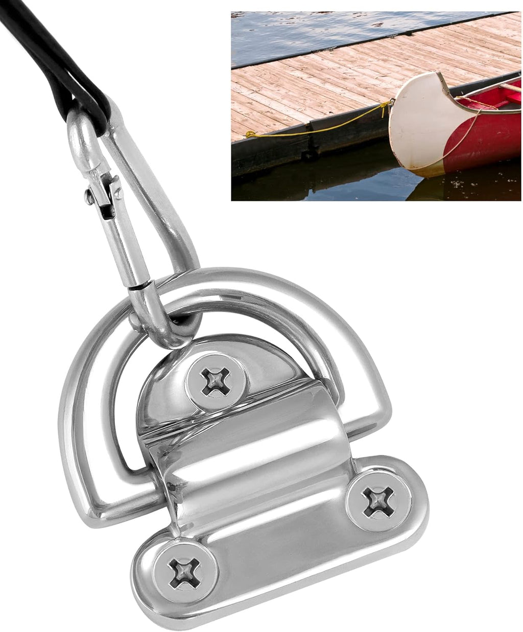 Marine Folding Pad Eye, 4 Pack Marine Grade Stainless Steel 316 D Ring Anchor, 44mm x 40mm Heavy Duty Desk Tie Down Anchor with Plate, for Marine Trailer Boats Truck