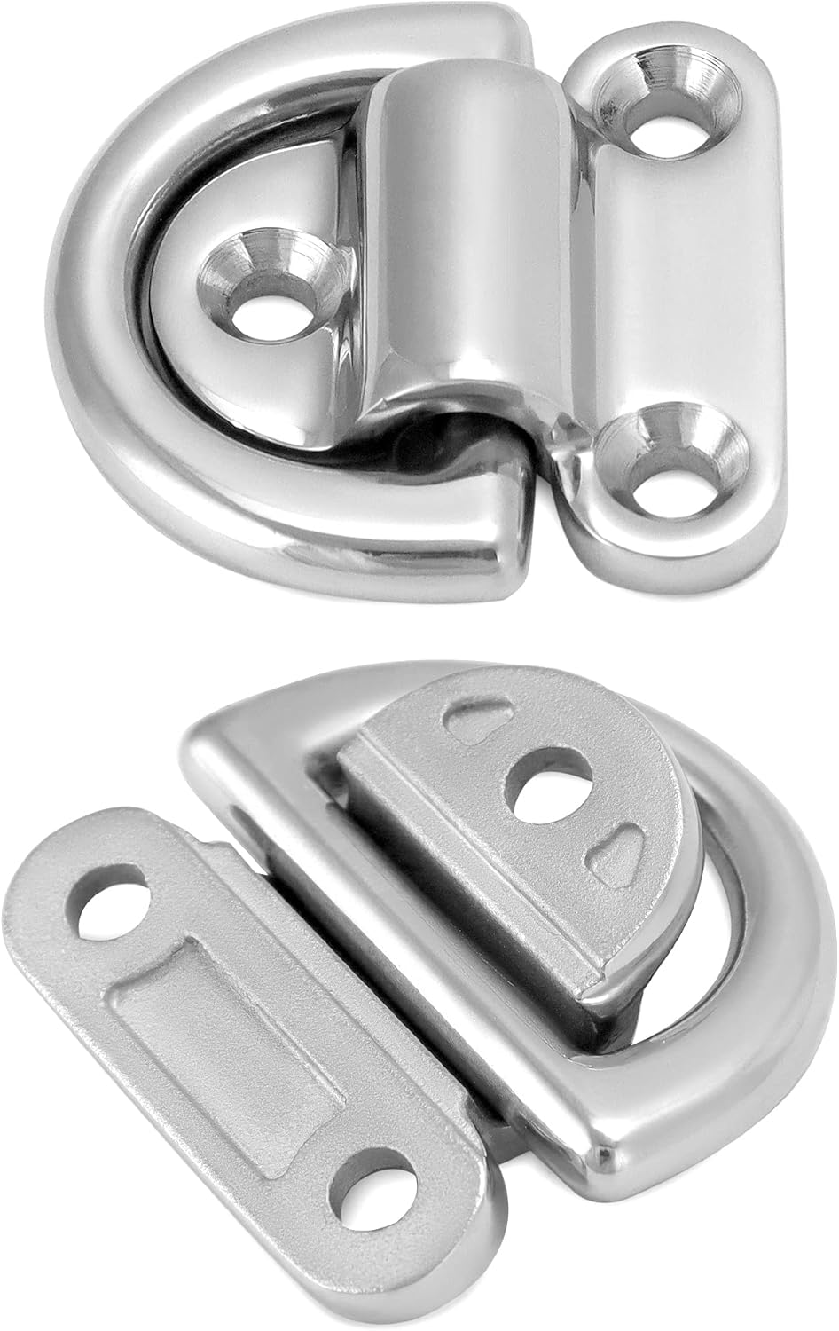 Marine Folding Pad Eye, 4 Pack Marine Grade Stainless Steel 316 D Ring Anchor, 44mm x 40mm Heavy Duty Desk Tie Down Anchor with Plate, for Marine Trailer Boats Truck