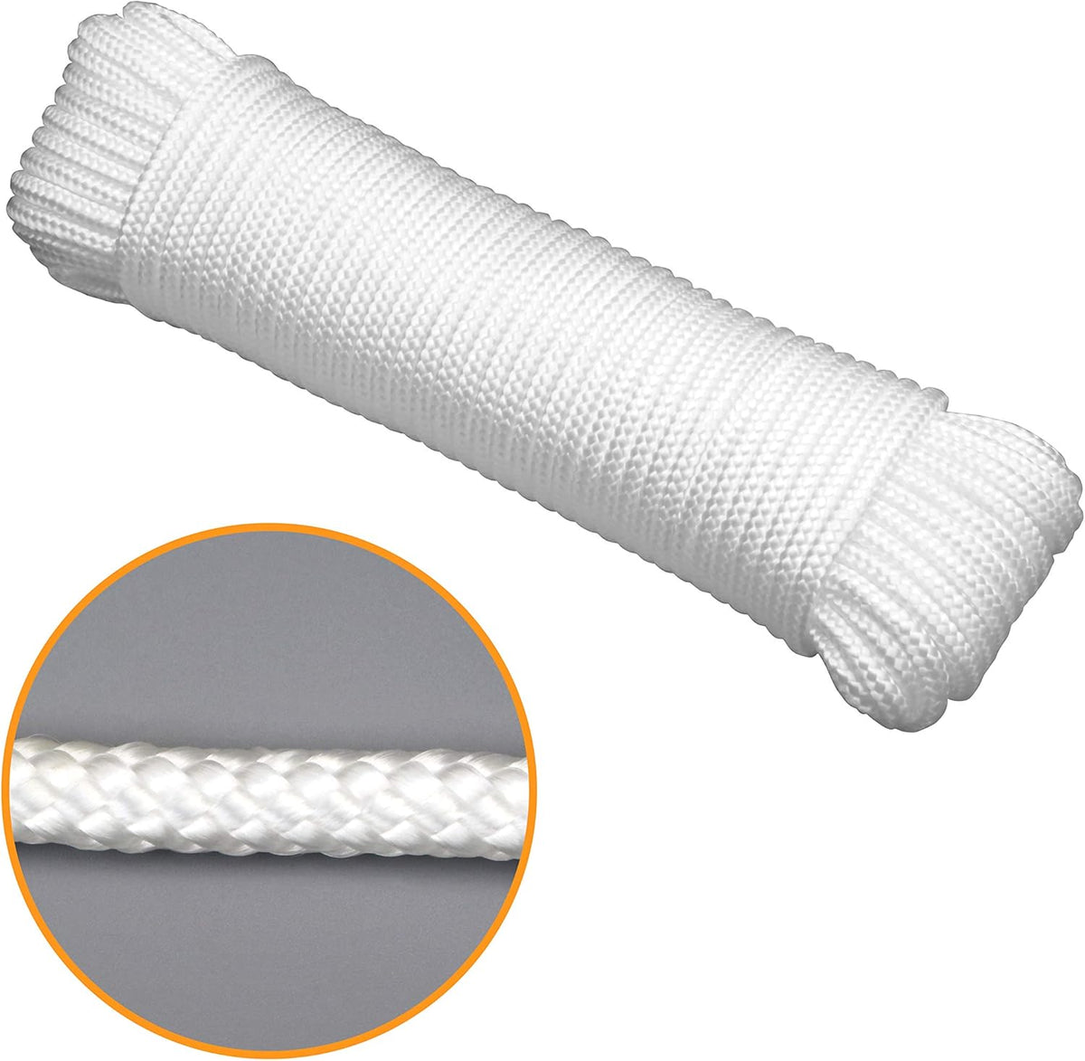 2-Pack 100' x φ1/4" White Rope, UV Resistant Rope for Flag Pole, Clothes line, Camping Tent, Canoes, Tree Work