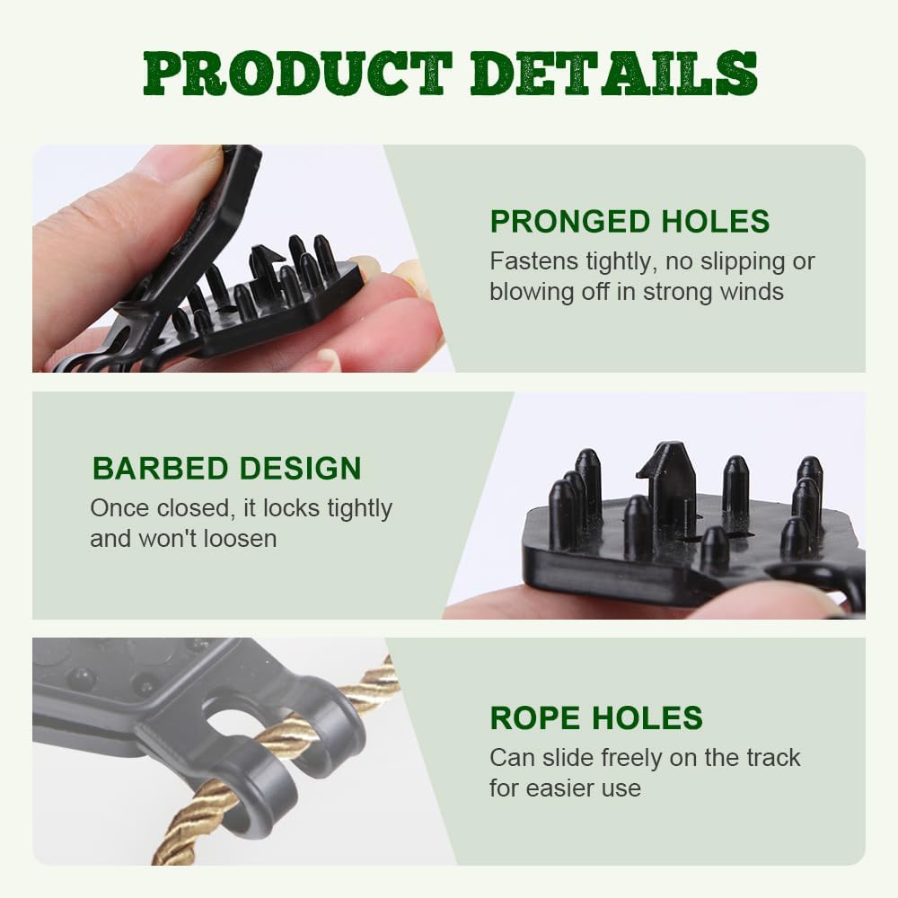 Shade Cloth Heavy Duty Lock Grip, 2026 New Greenhouse Shade Cloth Fix Clamp Tent Clips Windproof Awning Clamp Grip, Upgrade Greenhouse Cloths Fix Clamp 30/50/60Pcs Lock Grip Set (30, Black)