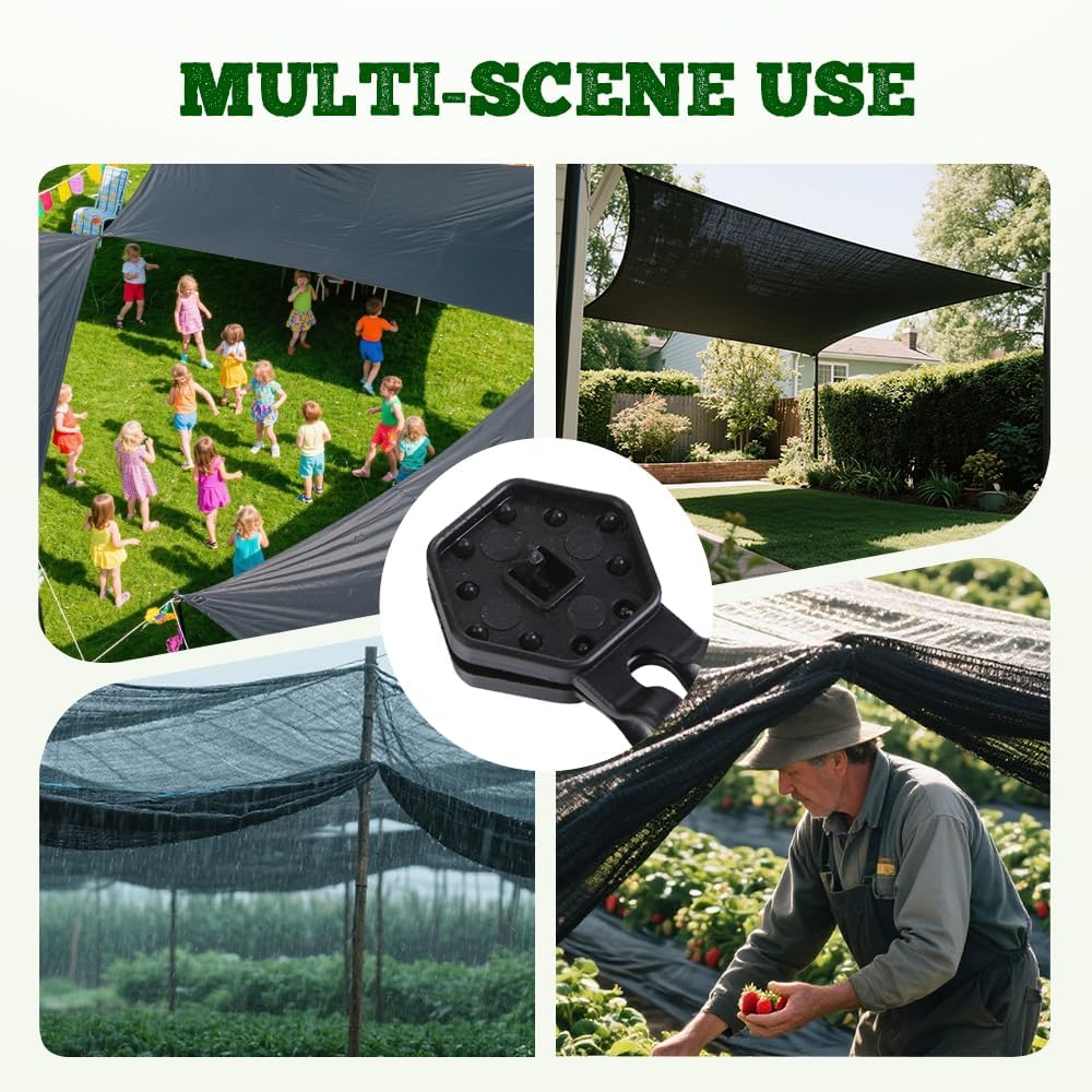 Shade Cloth Heavy Duty Lock Grip, 2026 New Greenhouse Shade Cloth Fix Clamp Tent Clips Windproof Awning Clamp Grip, Upgrade Greenhouse Cloths Fix Clamp 30/50/60Pcs Lock Grip Set (30, Black)