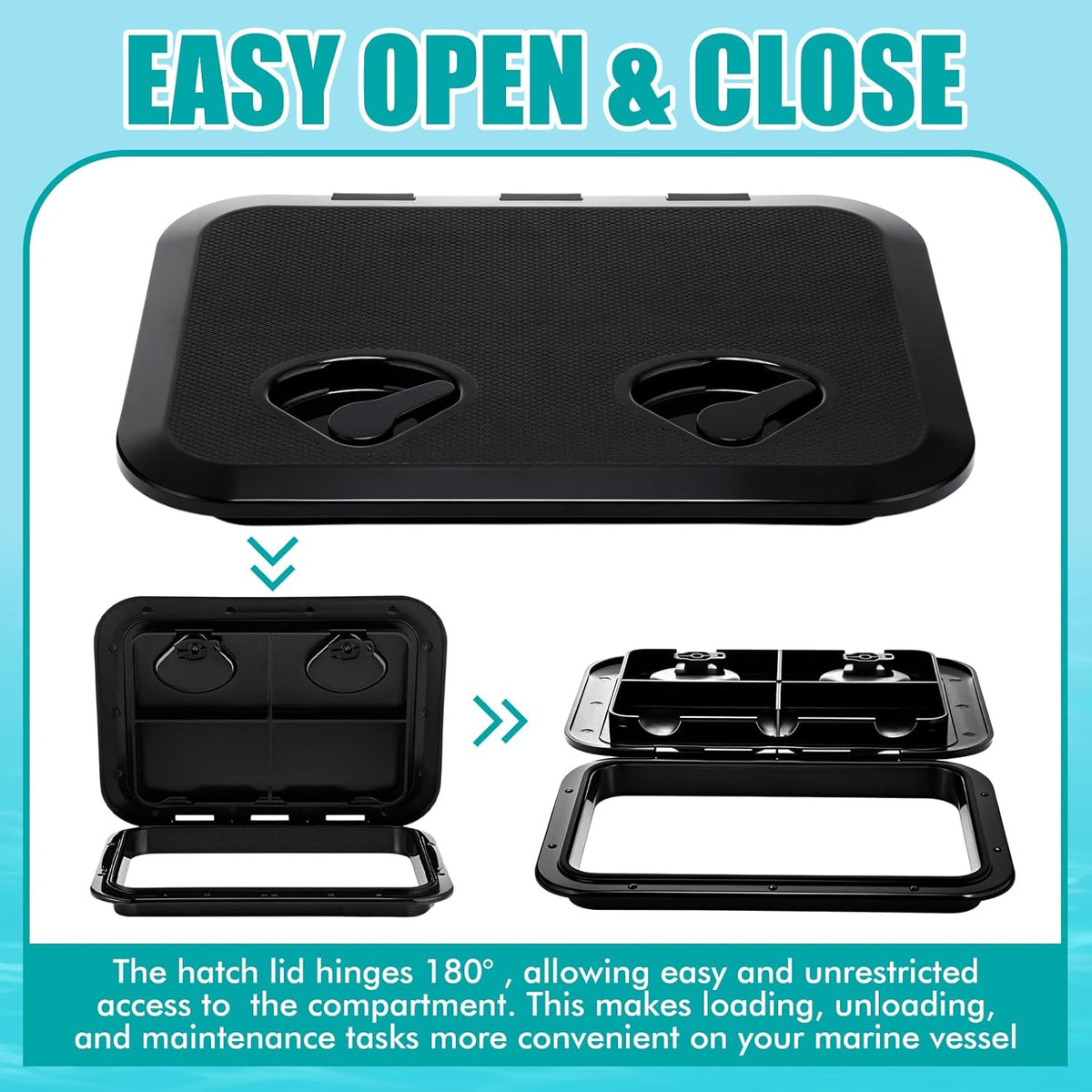 2 Pcs Marine Deck Access Hatch Rectangle Boat Deck Hatch & Lid with 20 Screws Non Slip Surface for Marine Yacht RV Truck Vent Accessories