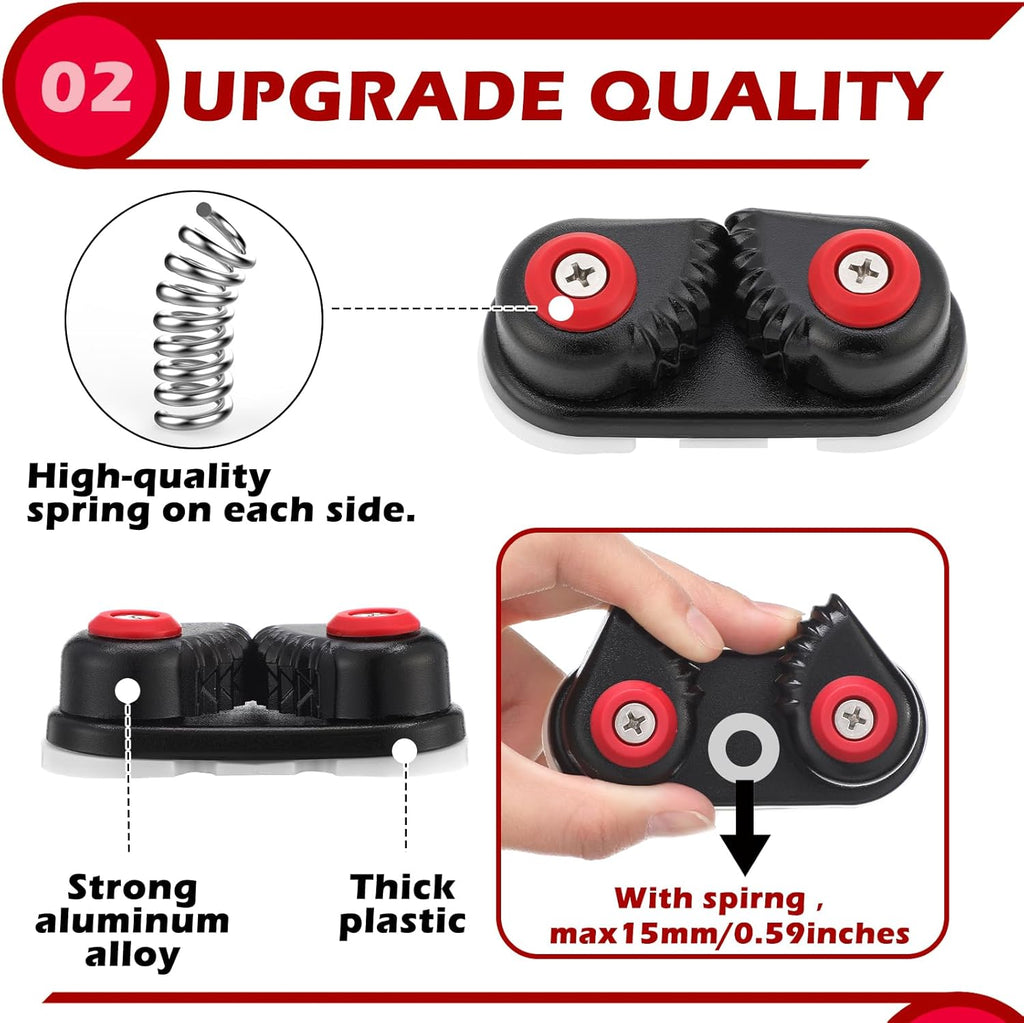 3 Pcs Kayak Cam Cleats Rope Cam Rope Cleat Lock Aluminum Cams Cleats Fast Entry Boat Dock Cleat for Line Sizes Upto 5/8-inch for Sailing Sailboat Kayak Boat Canoe Dinghy