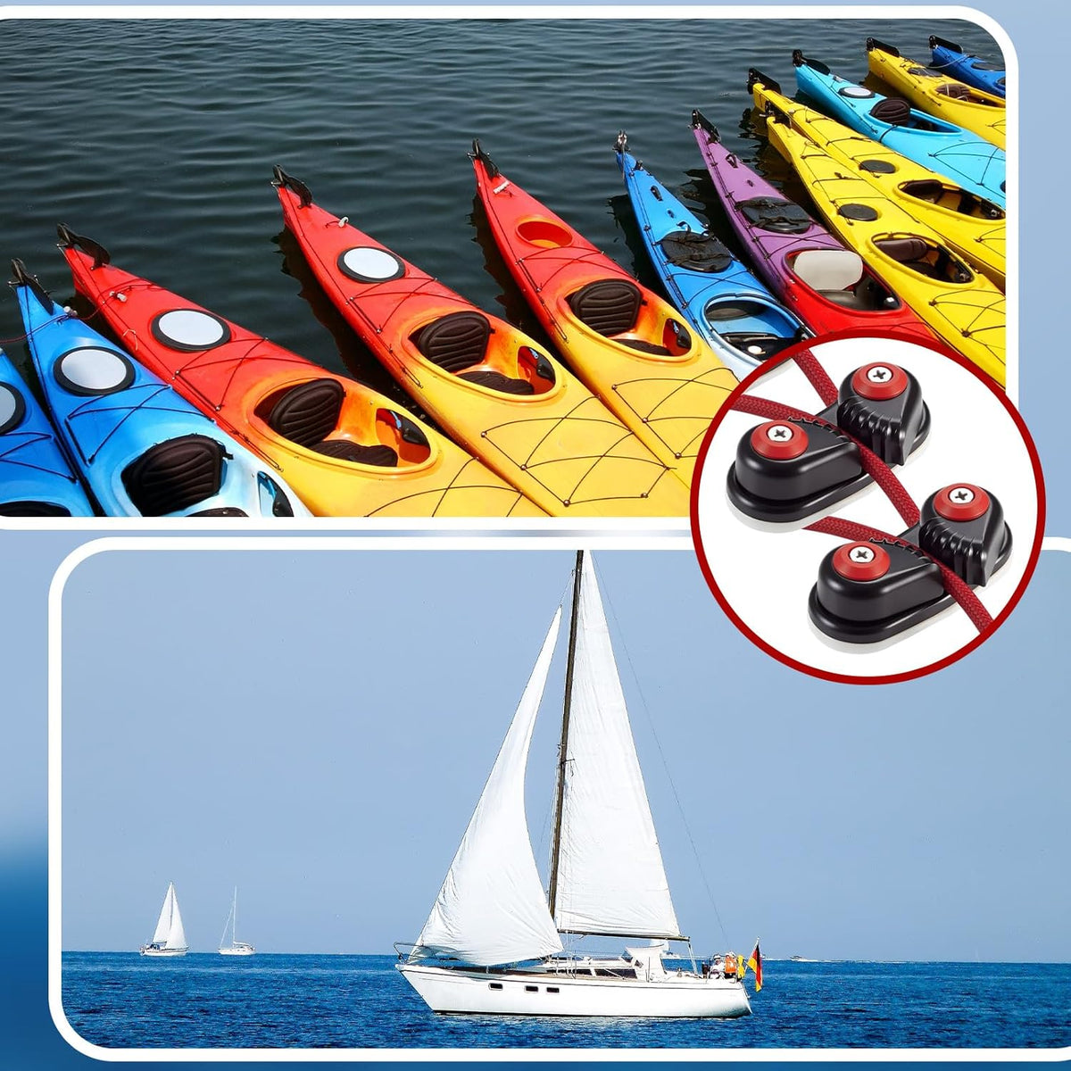3 Pcs Kayak Cam Cleats Rope Cam Rope Cleat Lock Aluminum Cams Cleats Fast Entry Boat Dock Cleat for Line Sizes Upto 5/8-inch for Sailing Sailboat Kayak Boat Canoe Dinghy
