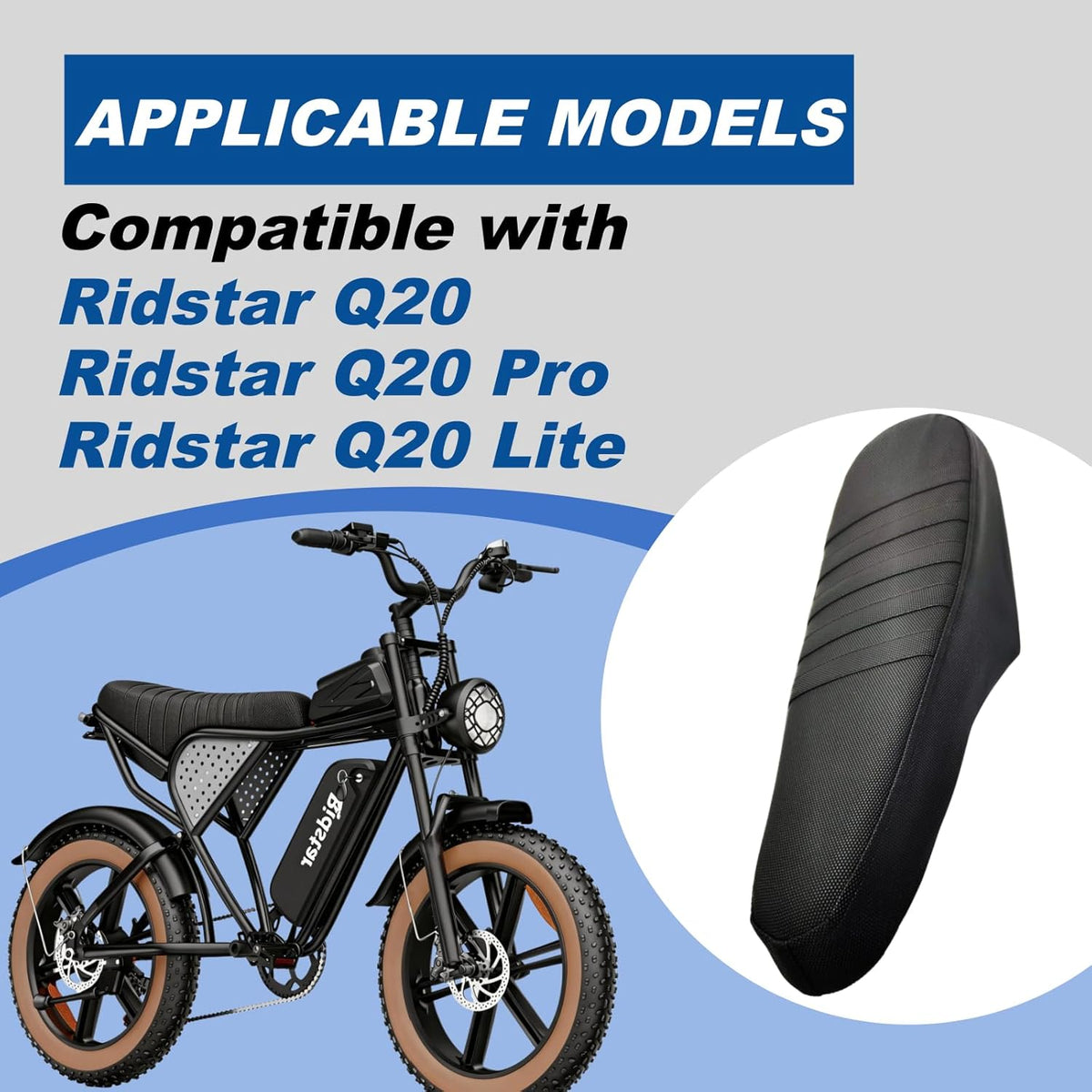 Ridstar Q20 Seat Cover, EBike Seat Cover, Non-Slip Waterproof Leather, Protecting Your Electric Bike Seat, for Ridstar Q20/Q20 Pro Lite
