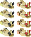 Brass Marine Grade Battery Terminal Top Post, 4 Pairs Battery Terminal Connectors, Battery Terminal Clamps for Boat Car RV, Fit All Standard Top of Post Batteries, 4 Positive + 4 Negative