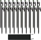 20Pcs Tent Stakes, 16in Heavy Duty Tent Stakes, Dia 0.35" Forged Steel Stakes Heavy Duty for Tent Used on Rocks, Grassland, Snowfield(20Pcs 16in Stakes)