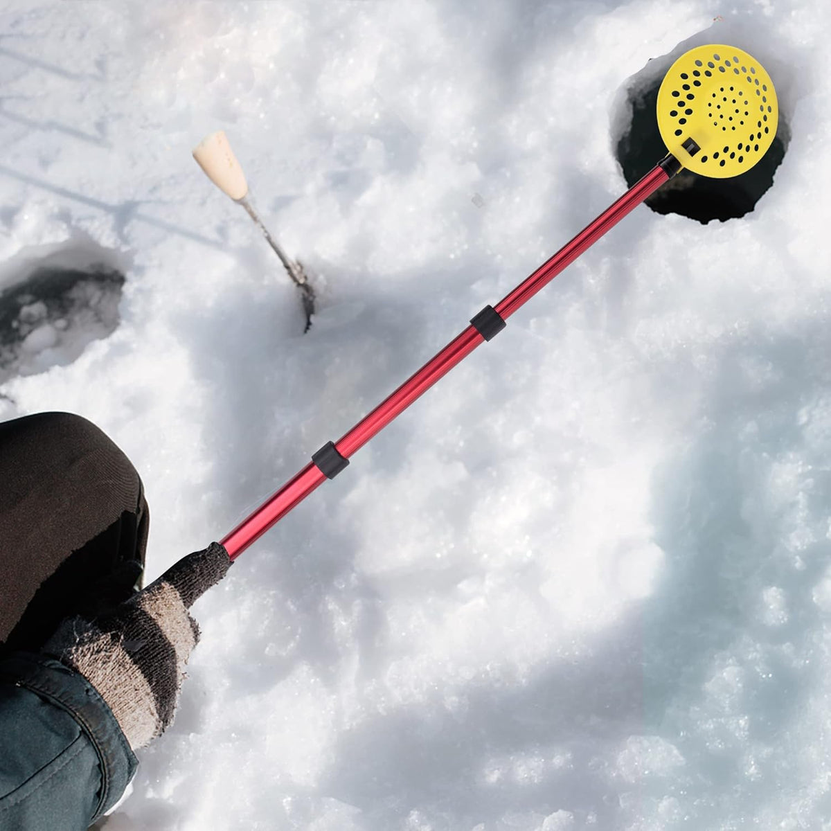 Adjustable Ice Fishing Skimmer Scoop-Winter Ice Fishing Scooper with Long Handle-Ice Fishing Gear for Scooping out Ice While Fishing