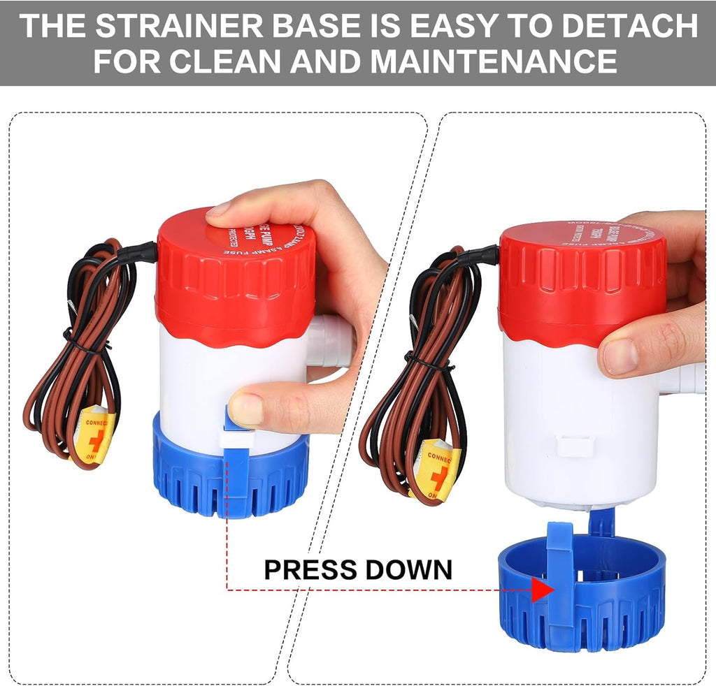 Landhoow Bilge Pump 12V with Float Switch Bilge for Boats DC 12V 24V 32V Portable Marine Electric Boat Water Pump(750 Gph)