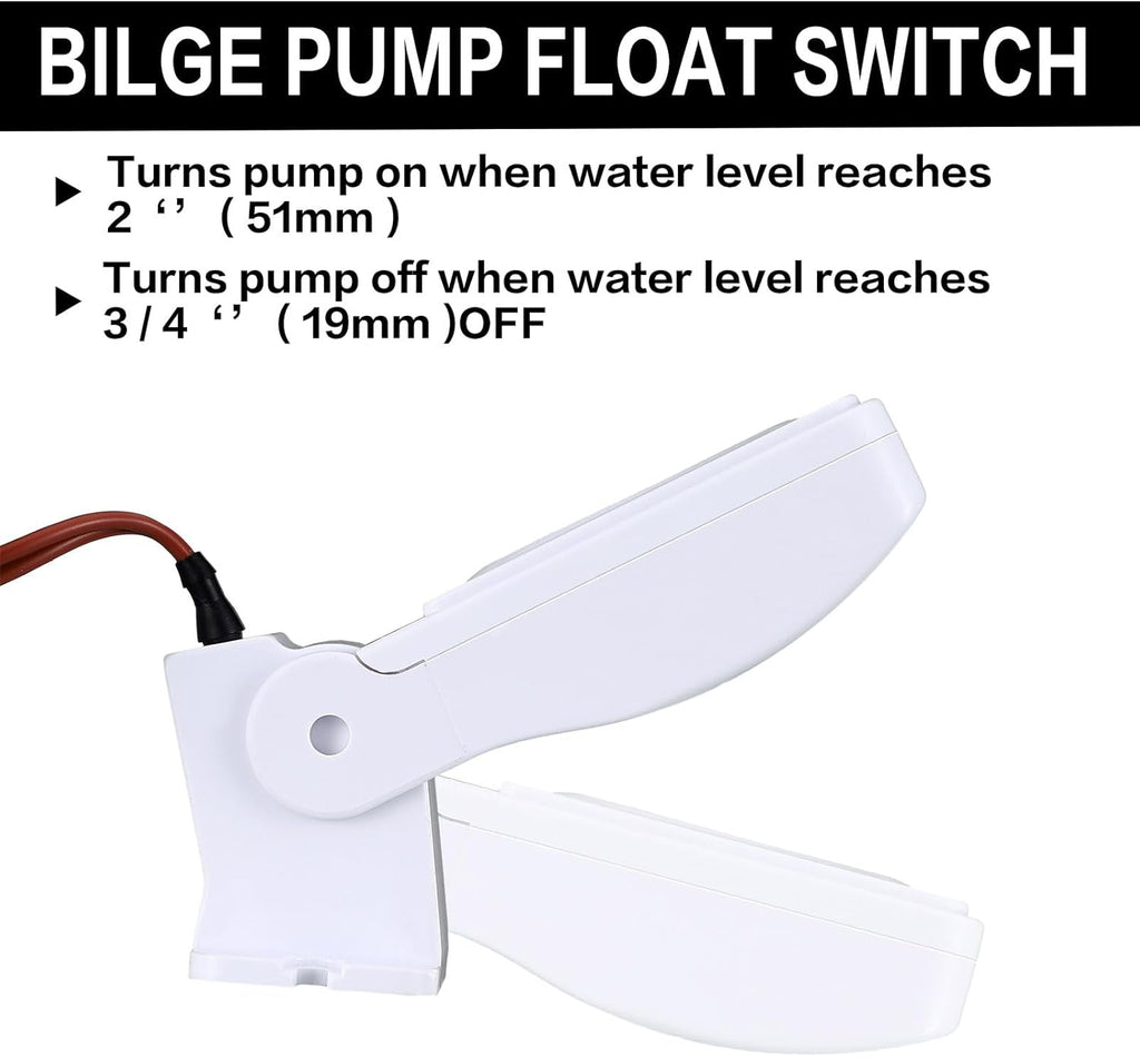 Landhoow Bilge Pump 12V with Float Switch Bilge for Boats DC 12V 24V 32V Portable Marine Electric Boat Water Pump(750 Gph)