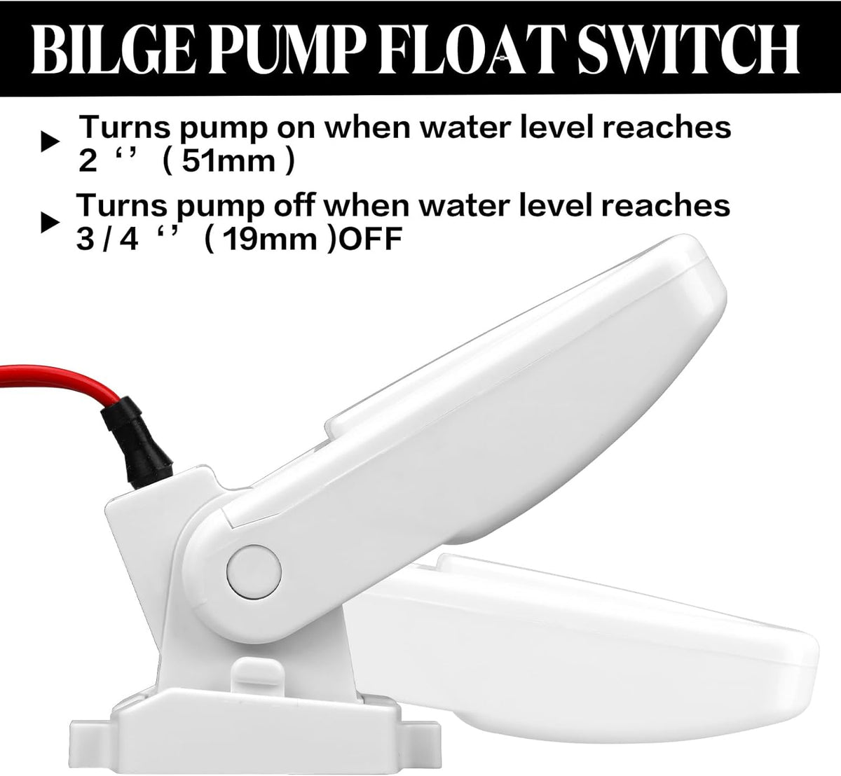 Landhoow Automatic Boat Bilge Pump Float Switch, 12v 24v 32v Bilge Float Switch Moisture Tight Seals for Automatic Electric Water Pump Accessories Ignition Protected