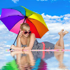 Amylove 2 Pieces 8 Rib Rainbow Umbrella Portable Compact Tri Folded Umbrella LGBT Pride Collapsible Kids Beach Rainbow Travel Parasol for rain sun Pride Month Wedding Party