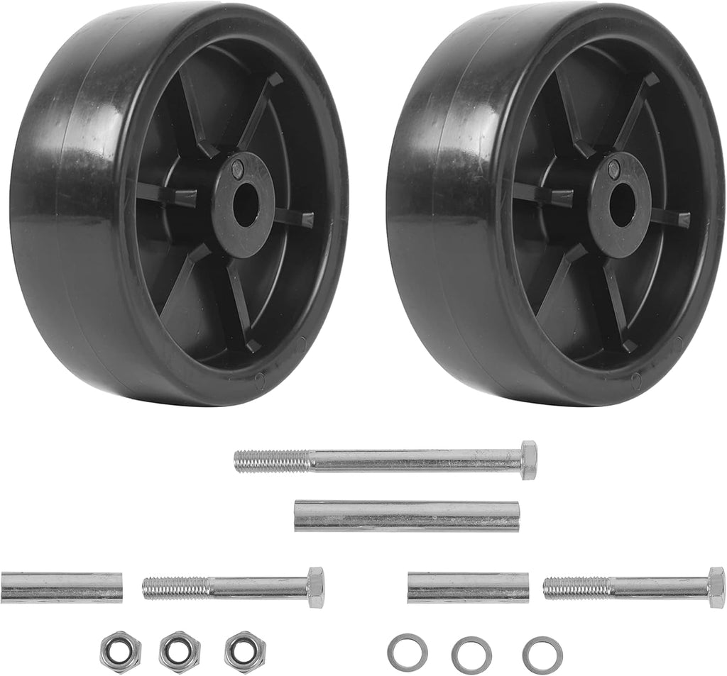 (2-Pack)  6-Inch Boat Trailer Jack Wheels - Universal Fit Black Plastic Caster Wheels - Includes All Mounting Hardware - Suitable for Boat Trailer Jacks with 1 or 2 Wheels