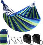Cotton Hammock Portable Camping Hammocks for Hanging Sturdy Garden Comfortable Fabric Hammock with Tree Straps Up to 660lbs with Travel Bag for Camping Outdoor/Indoor Patio Backyard