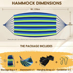 Cotton Hammock Portable Camping Hammocks for Hanging Sturdy Garden Comfortable Fabric Hammock with Tree Straps Up to 660lbs with Travel Bag for Camping Outdoor/Indoor Patio Backyard