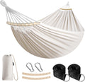 Garden Cotton Hammock Comfortable Fabric Hammock with Spreader Bar Sturdy Hammocks Up to 450lbs Portable Lightweight Hammocks with Travel Bag for Camping Outdoor/Indoor Patio Backyard