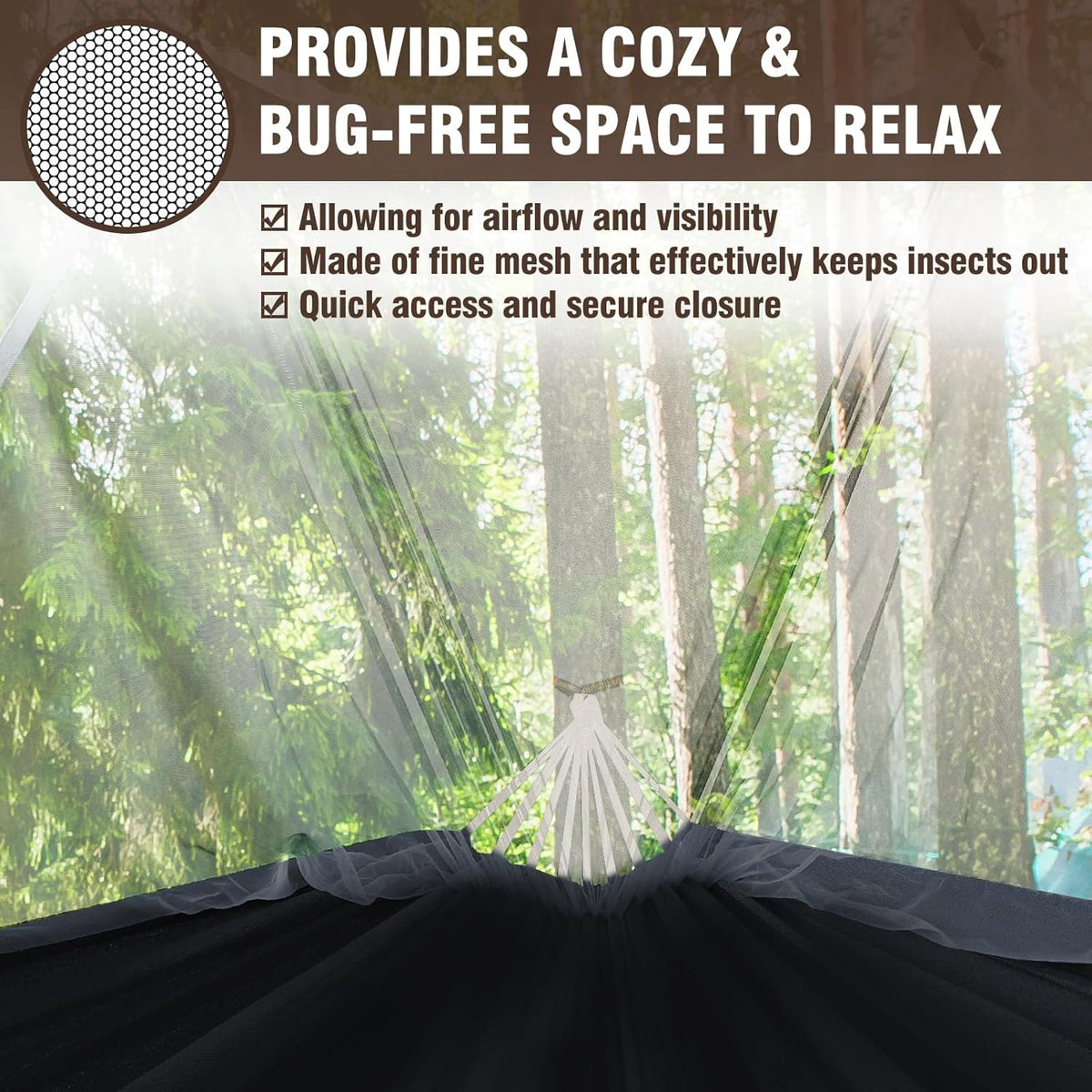 Camping Hammock with Mosquito Netting and Tree Straps - Sturdy Up to 450lbs for Outdoor, Backyard, Backpacking, Hiking