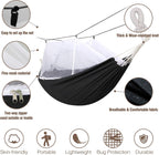Camping Hammock with Mosquito Netting and Tree Straps - Sturdy Up to 450lbs for Outdoor, Backyard, Backpacking, Hiking