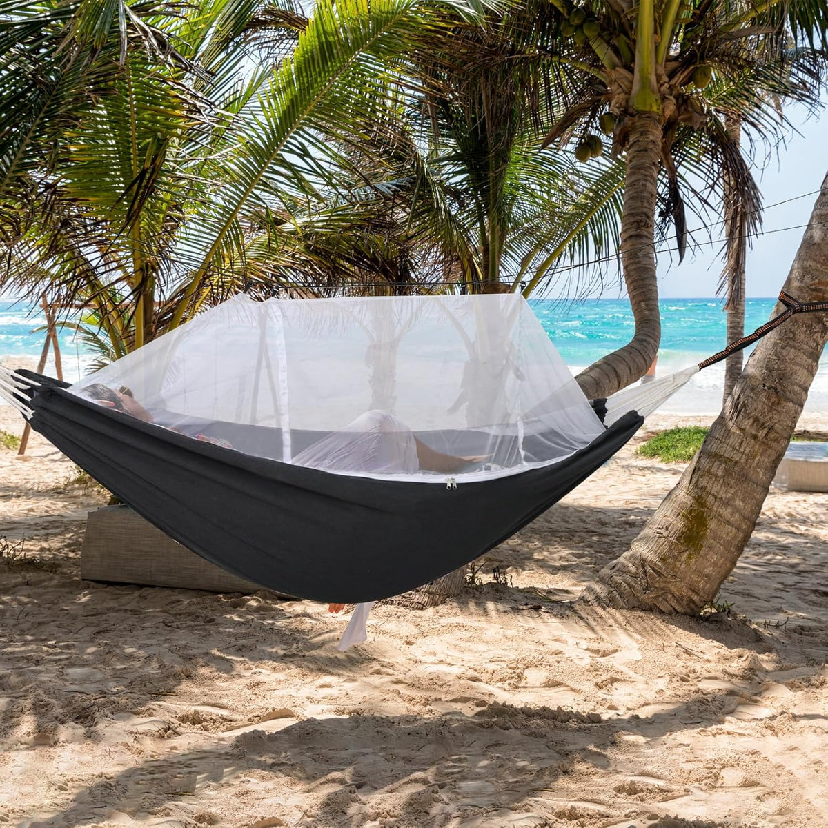 Camping Hammock with Mosquito Netting and Tree Straps - Sturdy Up to 450lbs for Outdoor, Backyard, Backpacking, Hiking