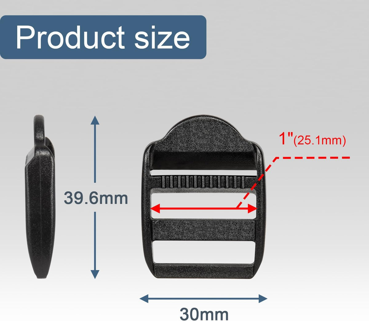 CooBigo 12 Pack Plastic Ladder Lock Buckles, 1" Ladder Slider Buckle for Backpack Strap Nylon Webbing Clip Replacement, Outdoor Camping Gear Sleeping Bag Tent Tie Down Strap Accessories (Black)