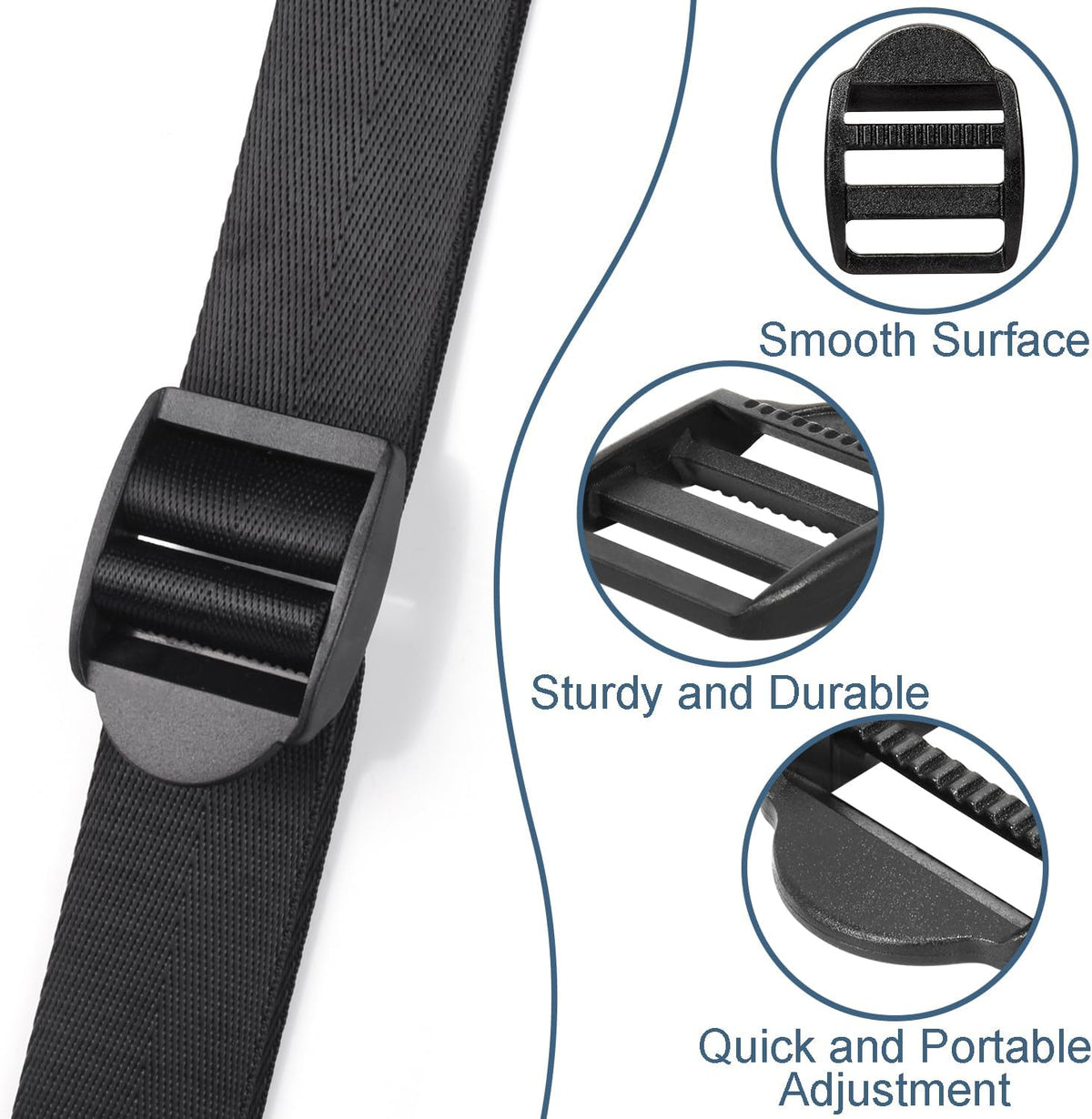 CooBigo 12 Pack Plastic Ladder Lock Buckles, 1" Ladder Slider Buckle for Backpack Strap Nylon Webbing Clip Replacement, Outdoor Camping Gear Sleeping Bag Tent Tie Down Strap Accessories (Black)