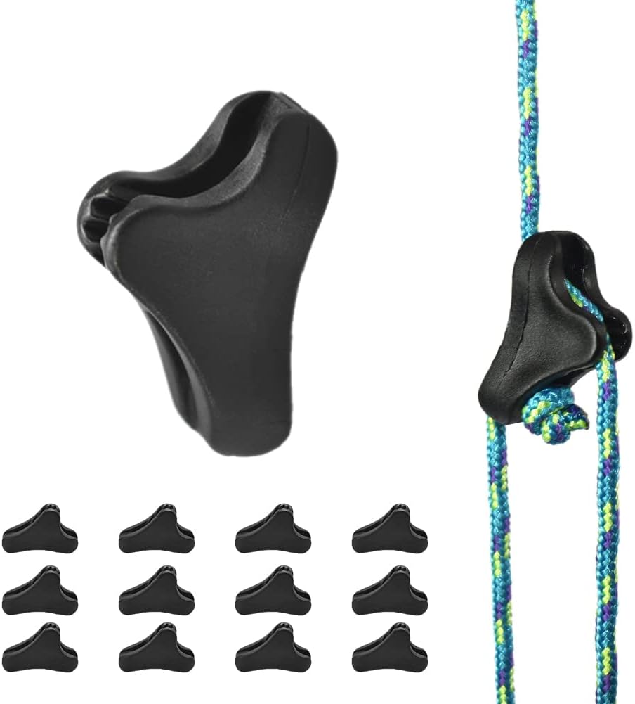 CooBigo 12Pack Ultralight Guyline Tensioners Tent Guyline Cord Rope Adjuster for Outdoor Camping Hiking Tent Tarp Canopy Shelter (Black), FLC554-B